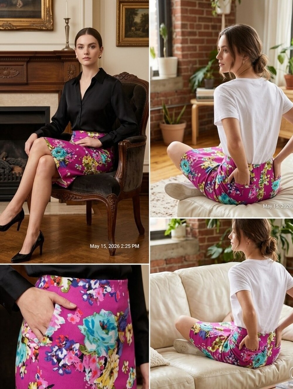 Charter Club Magenta Floral Pencil Skirt